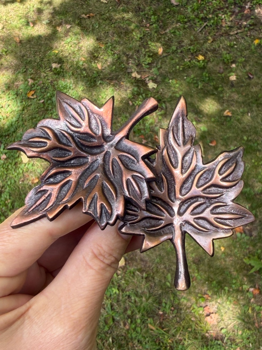 Vintage Bronze Maple Leaf Metal Napkin Rings Set of 8 Fall Thanksgiving Decor
